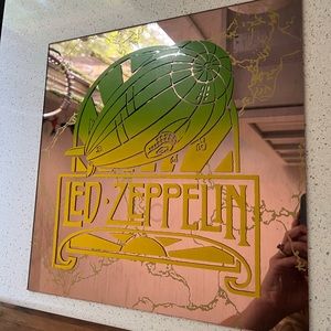 Rare Vintage Led Zeppelin carnival prize mirror, 12x12in